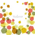 Flying autumn leaves background with space for text Royalty Free Stock Photo