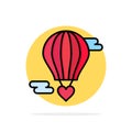 Flying Balloon, Hot Balloon, Love, Valentine Abstract Circle Background Flat color Icon Royalty Free Stock Photo