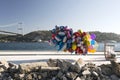 Flying balloons in the bosphorus Istanbul