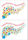 Flying balloons, flowers and gifts with inscriptions. Vector