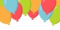 Flying balloons header background. Design element of birthday or party. Vector illustration in flat style Royalty Free Stock Photo