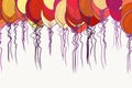 Flying balloons illustrations background abstract, hand drawn. Celebrations, cartoon, color & cover. Royalty Free Stock Photo