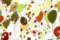 Flying balloons illustrations background abstract, hand drawn. Shape, backdrop, canvas & surface. Royalty Free Stock Photo