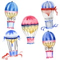 Flying balloons set cute illustrations