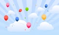 Flying balloons in the sky for kids
