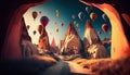 Flying baloons in Cappadokia, Turkey Royalty Free Stock Photo