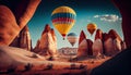 Flying baloons in Cappadokia, Turkey Royalty Free Stock Photo