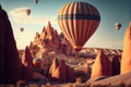 Flying baloons in Cappadokia, Turkey Royalty Free Stock Photo