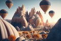 Flying baloons in Cappadokia, Turkey Royalty Free Stock Photo