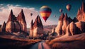 Flying baloons in Cappadokia, Turkey Royalty Free Stock Photo