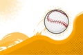 A flying baseball ball abowe yellow flat wave. Abstract background Royalty Free Stock Photo