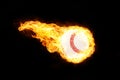 Flying baseball on fire