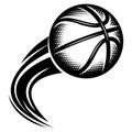 Flying basketball ball. Monochrome vector template