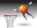 Flying basketball cartoon character