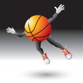 Flying basketball cartoon charcter