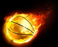 Flying basketball on fire