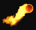 Flying basketball on fire