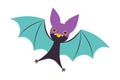 Flying Bat Animal Superhero Dressed in Mask Vector Illustration