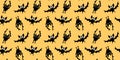 Flying bats seamless pattern. Cute Spooky vector Illustration. Halloween backgrounds and textures in flat cartoon gothic style. Royalty Free Stock Photo