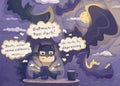 Digital illustration `The bats and screentime`