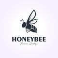 flying bee logo vector, vintage honey bee, insect butterfly and firefly icon design illustration