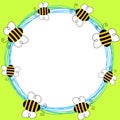 Flying Bees Round Frame Royalty Free Stock Photo