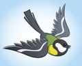 Flying titmouse, cartoon vector illustration Royalty Free Stock Photo