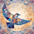 flying bird art mosaic wall painting created by artificial intelligence Royalty Free Stock Photo