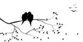 Flying bird branch silhouette illustration