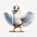 Super Hero Happy Seagull Cartoon Character - White Bird