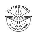 Flying Bird Monoline Logo Vector Vintage Emblem Vector Design badge illustration Symbol Icon