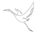 Flying bird Silhouette line. Continuous line drawing. Vector illustration