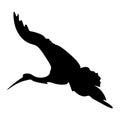 Flying bird with spread wings. Silhouette vector illustration, isolated on white background. Sign, logo or tattoo Royalty Free Stock Photo