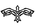 Flying bird tattoo. Falcon with spread wings - a linear vector illustration in Celtic style. Vector symmetrical pattern in the for Royalty Free Stock Photo