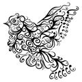 Flying bird tattoo sketch Zentangle stile