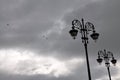 Flying Birds with Classic Lampposts