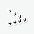 Flying birds silhouette sticker icon Royalty Free Stock Photo