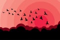 Flying birds silhouettes on white background. Vector illustration. isolated bird flying. tattoo and wallpaper background design. Royalty Free Stock Photo