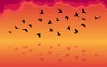 Flying birds silhouettes on white background. Vector illustration. isolated bird flying. tattoo and wallpaper background design Royalty Free Stock Photo