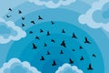 Flying birds silhouettes on white background. Vector illustration. isolated bird flying. tattoo and wallpaper background design. Royalty Free Stock Photo