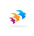 3 flying birds together icon vector