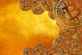 Flying Bitcoin as most important cryptocurrency concept. Crypto currency Gold Bitcoin, BTC, Bit Coin. Close-up Blockchain Royalty Free Stock Photo