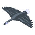 Flying black goose icon, isometric style