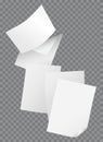 Flying blank papers isolated on transparent background vector illustration