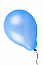 Flying blue balloon isolated on white background