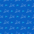 Flying Blue Bird in the Blue Sky Vector Graphic Seamless Pattern Royalty Free Stock Photo