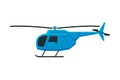 Flying Blue Helicopter, Aircraft Chopper Air Transportation Flat Vector Illustration Royalty Free Stock Photo