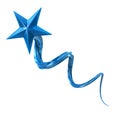 Flying blue star 3d illustration