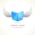 Flying book paper wings logo