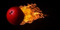 Flying Bowling Ball Engulfed in Flames Royalty Free Stock Photo